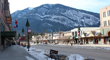 Banff Avenue with Sulphur Mountain in Distance