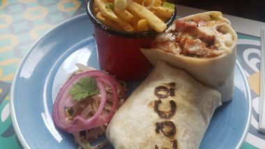 Buffalo Chicken Burrito with Fries