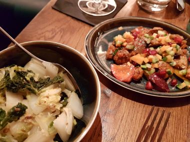 Sides - Stir-fried Greens with Cumin and Garlic and Duck Liver and Heart Tak-a-Tak