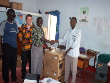 Handing Over New Computer Equipment (Basse, Upper River Division)