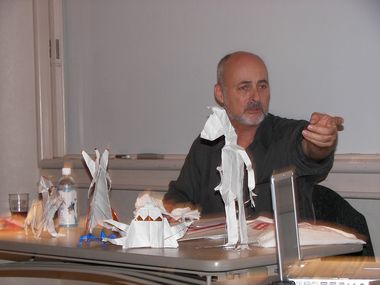 David Brin with Origami (SW)