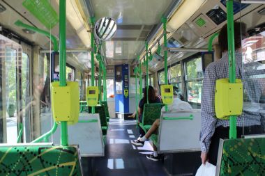 Aboard the tram