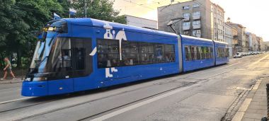 Tram with the Colours of Ukraine in Solidarity With Their Neighbours at War